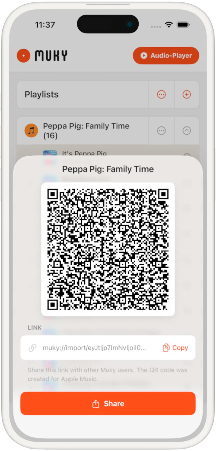 QR Code Sharing Screenshot